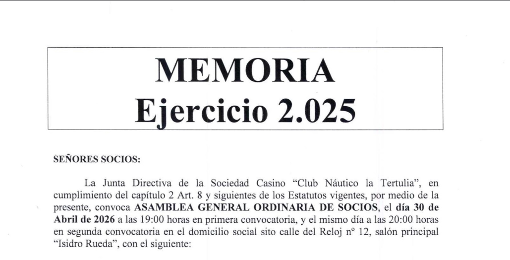 Convocatoria de Asamblea General Ordinaria de Socios 2026